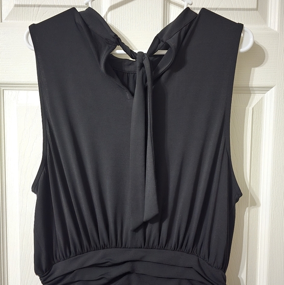 Leota Aria Midi Dress in Black, Drop Ruched Waist, Stretchy Jersey Knit, EUC! - Picture 8 of 12